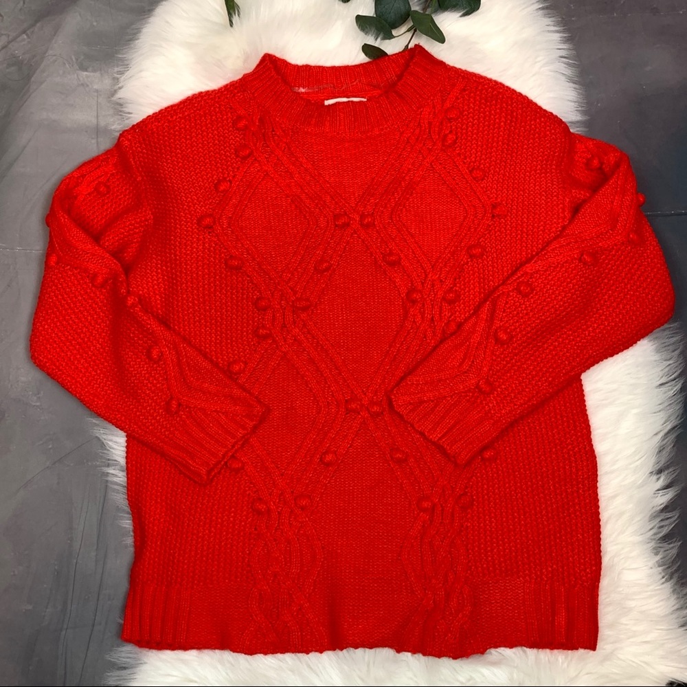 AVA + VIV▪️Coral Orange Pom Pom Sweater. 1X - Picture 4 of 8